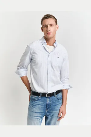 GANT Men Chemise coupe regular en popeline à rayures classique (S)
