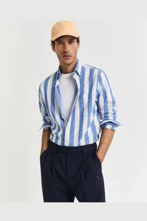 GANT Men Chemise regular fit en coton et lin à rayures éclatantes (S)