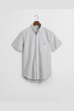 GANT Men Chemise regular fit classique en coton Oxford rayé à manches courtes (S)
