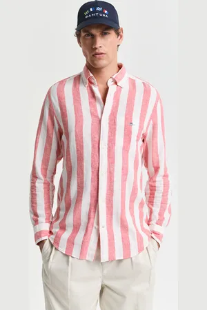 GANT Men Chemise regular fit en coton et lin à rayures éclatantes (S)