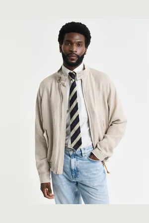 GANT Men Veste Harrington en lin (M)
