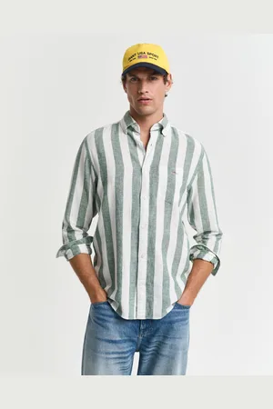 GANT Men Chemise regular fit en coton et lin à rayures éclatantes (S)