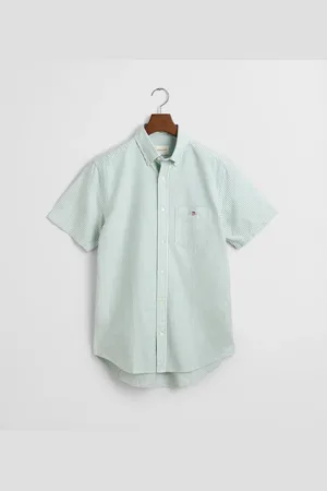 GANT Men Chemise regular fit classique en coton Oxford rayé à manches courtes (S)