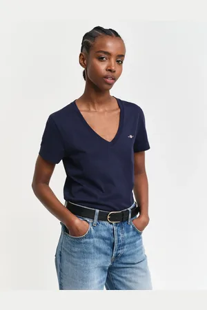 GANT Women T-shirt col V Shield (XS)