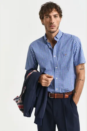 GANT Men Chemise coupe regular à manches courtes en popeline vichy Classic (S)