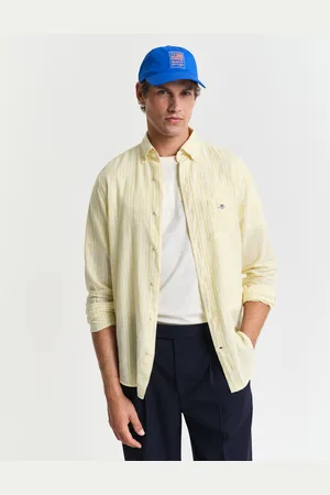 GANT Men Chemise regular fit en coton et lin à rayures (S)