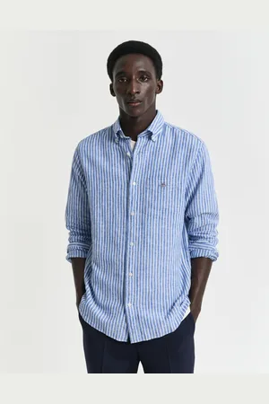 GANT Men Chemise regular fit en coton et lin à rayures (S)