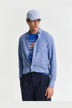 GANT Men Chemise regular fit en coton et lin (S)