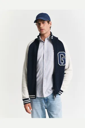 GANT Men Cardigan zippé en coton flammé (S)