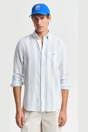 GANT Men Chemise regular fit en coton et lin à rayures éclatantes (S)