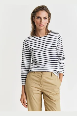 GANT Women T-shirt à manches trois quarts avec rayures marinières (XS)