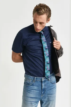 GANT Men Chemise coupe regular à manches courtes en popeline Classic (S)