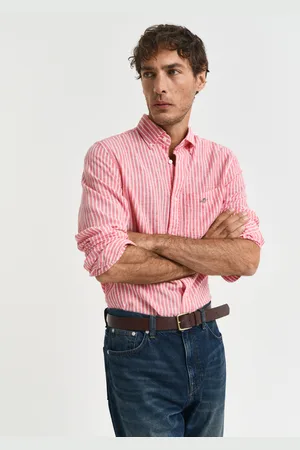 GANT Men Chemise regular fit en coton et lin à rayures (S)