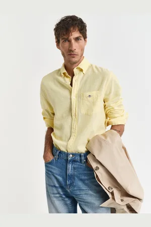 GANT Men Chemise regular fit en coton et lin (S)