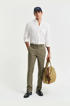 GANT Men Pantalon de costume coupe slim en coton et lin (46)