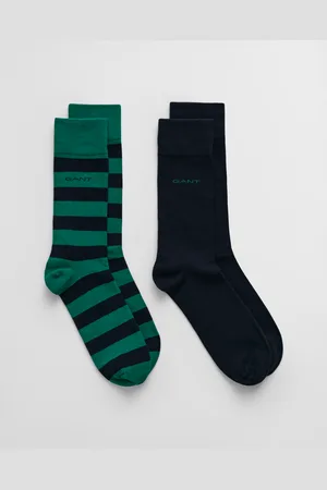 GANT Men Lot de 2 paires de chaussettes unies et à larges rayures (40-42)