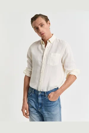 GANT Men Chemise regular fit en lin teint en pièce (M)
