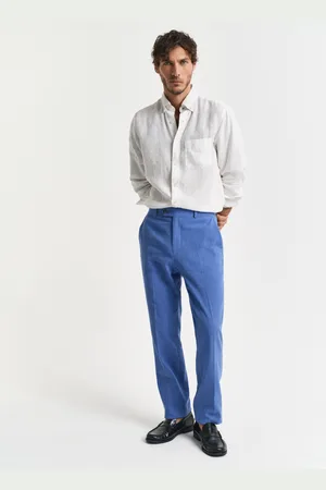 GANT Men Pantalon de costume coupe slim en coton et lin (46)