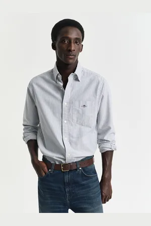 GANT Men Chemise coupe regular en coton Oxford classique à rayures Banker (S)
