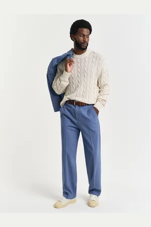 GANT Men Pantalon de costume relaxed fit en laine moulinée (46)