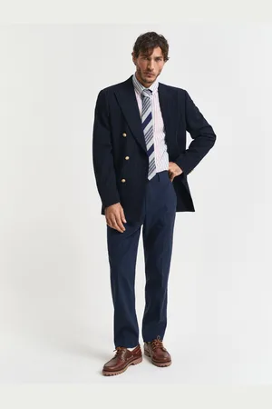 GANT Men Pantalon de costume coupe slim en coton et lin (46)