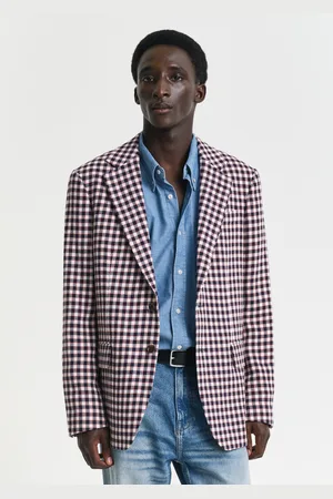 GANT Men Veste blazer coupe regular en coton mélangé à carreaux (46)