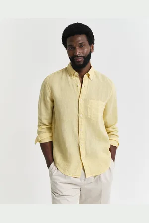 GANT Men Chemise regular fit en lin teint en pièce (S)