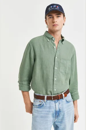 GANT Men Chemise regular fit en lin teint en pièce (S)