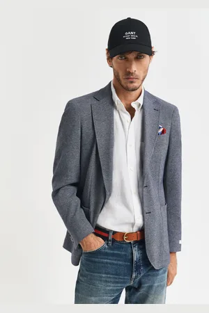 GANT Men Veste blazer coupe slim en jersey bicolore (46)