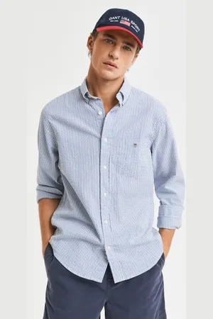 GANT Men Chemise coupe regular à rayures en Seersucker (S)