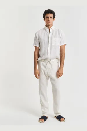 GANT Men Pantalon coupe décontractée en lin avec cordon de serrage (M)