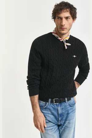 GANT Men Pull col rond en maille de coton torsadée (S)