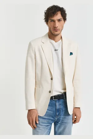 GANT Men Veste de costume coupe slim en seersucker (46)
