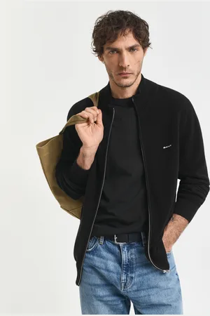 GANT Men Cardigan zippé en coton piqué (S)
