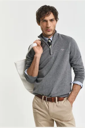 GANT Men Pull à demi-zip en coton classique (L)