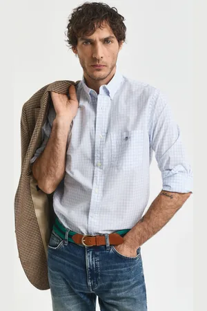 GANT Men Chemise coupe regular en popeline à carreaux vichy classique (S)
