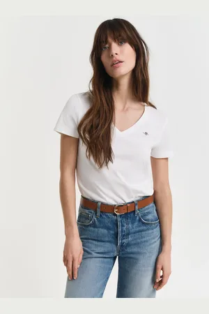 GANT Women T-shirt col V Shield (XS)