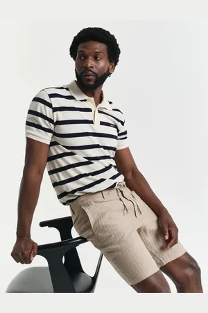 GANT Men Short en lin coupe regular à rayures tennis (S)