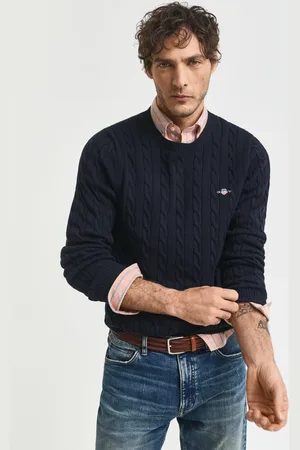 GANT Men Pull col rond en maille de coton torsadée (S)