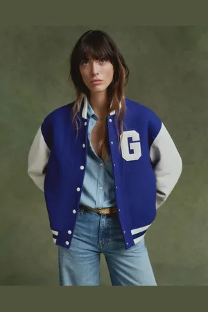 GANT Women Veste Varsity de avec manches en cuir (S)