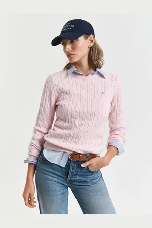 GANT Women Pull col rond en maille de coton stretch à torsades (XS)