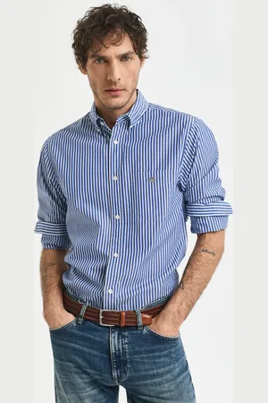 GANT Men Chemise coupe regular en popeline à rayures classique (S)