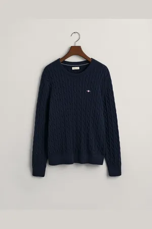 GANT Teens Pull col rond en maille de coton torsadée Shield Ado (134/140)