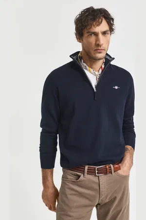 GANT Men Pull à demi-zip en coton classique (S)