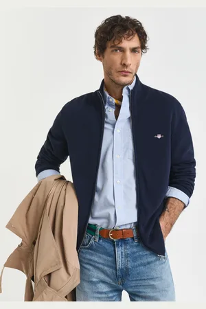 GANT Men Cardigan zippé décontracté en coton (S)