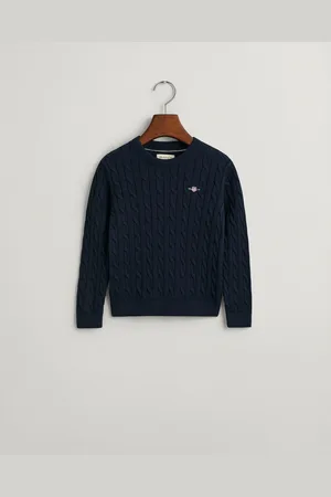 GANT Kids Pull col rond en maille de coton torsadée Shield Enfant (110/116)