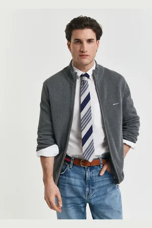 GANT Men Cardigan zippé en coton piqué (S)