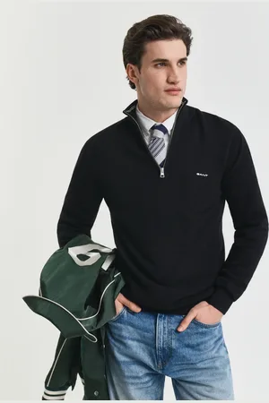 GANT Men Pull à demi-zip en coton piqué (L)