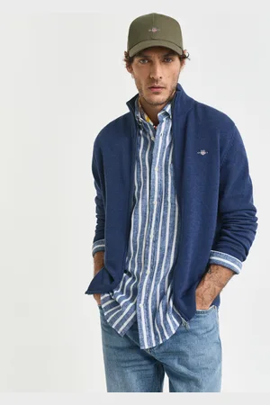 GANT Men Cardigan zippé décontracté en coton (S)