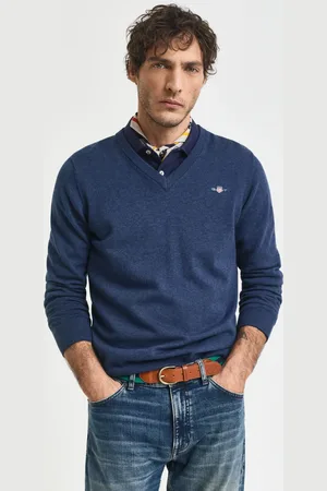 GANT Men Pull col V en coton classique (S)